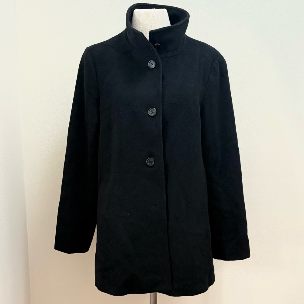 Ralph Lauren Black Wool Blend Car Over Coat Size Large Old Money Preppy Classic - Picture 15 of 15